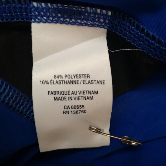 Hyba Ladies Size Medium Royal Blue & Black V-neck Short Sleeve Exercise Top - Picture 4 of 5